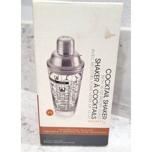 Cocktail Shaker with 16 oz Recipe Glass & Stainless-Steel Lid by Outset